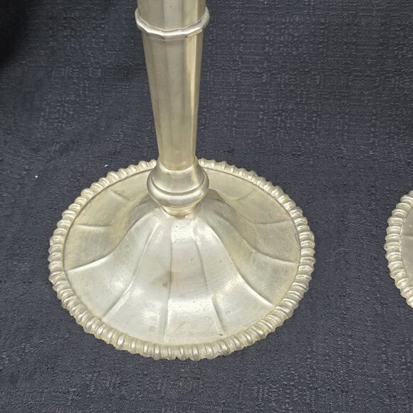 Pair Vintage Silver Plated Brass Trumpet Tulip Vases 15” India Boho Hollywood - Picture 2 of 10